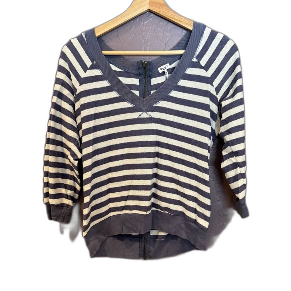 Splendid blue and white Striped V-Neck Sweater